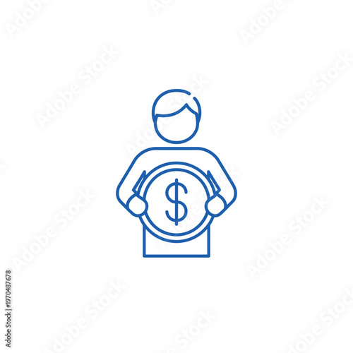 Person Holding Large Coin with Dollar Sign.