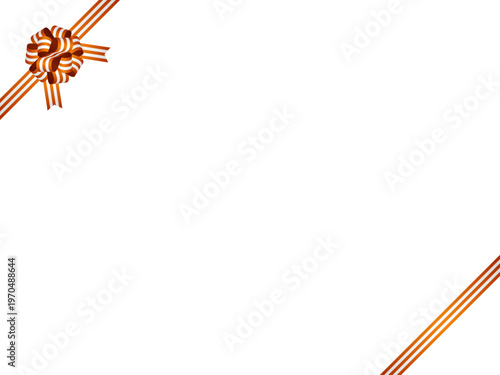 リボン花、縞、斜F、m9オレンジ