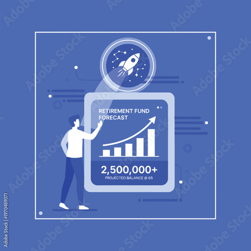 Retirement Fund Forecast Growth Rocket Launch Success.