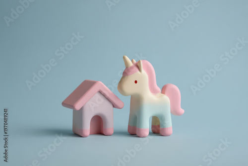 pastel nativity scene featuring unicorn set against pristine light blue background