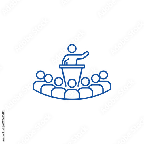 Speaker Addressing Audience at Podium Icon.