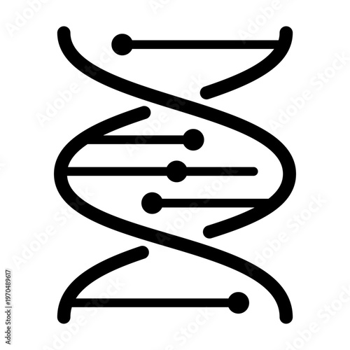 Simple DNA double helix structure outline icon.