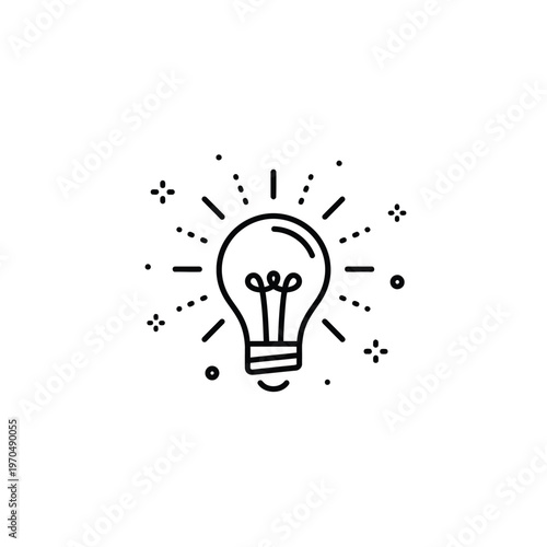 Simple Line Art Light Bulb Icon Symbolizing Ideas.