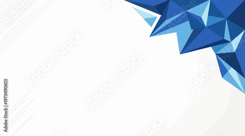 Abstract blue geometric polygon pattern with facets and triangles on white background.