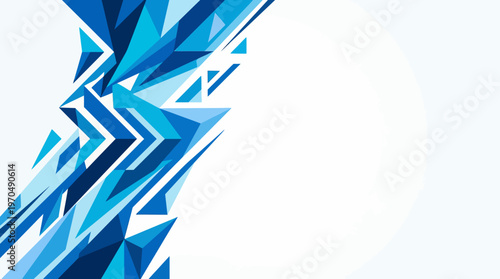 Dynamic blue geometric shards forming an abstract digital background with angular facets and sharp polygons.
