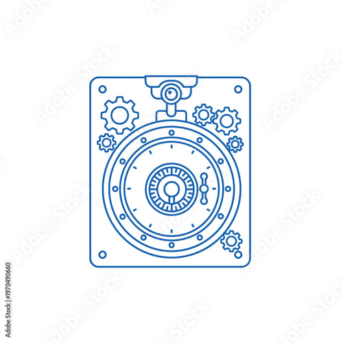 Vintage Hard Drive Safe with Intricate Gears and Dial.