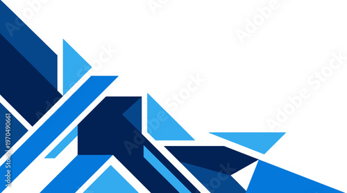 Fotografi Abstract blue geometric shapes with sharp polygons and angular composition for modern design and digital artwork