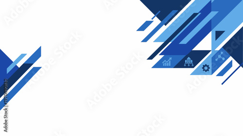 Abstract Blue Geometric Pattern with Sharp Diagonals and Triangles for Digital Design.