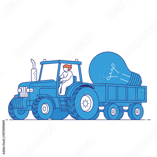 Tractor Carrying Giant Light Bulb Innovation Idea.