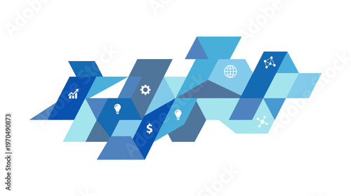 Abstract blue geometric design representing financial transactions and business growth.
