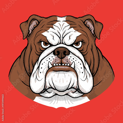 Brown and White Bulldog Face Closeup.