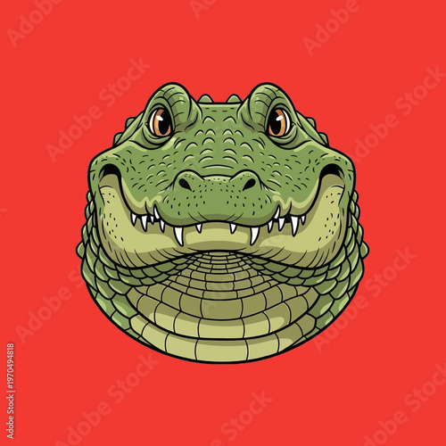 Crocodile Head Close Up Portrait.