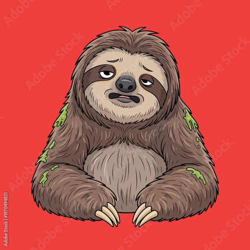 Cute Sloth Cartoon Character Portrait.