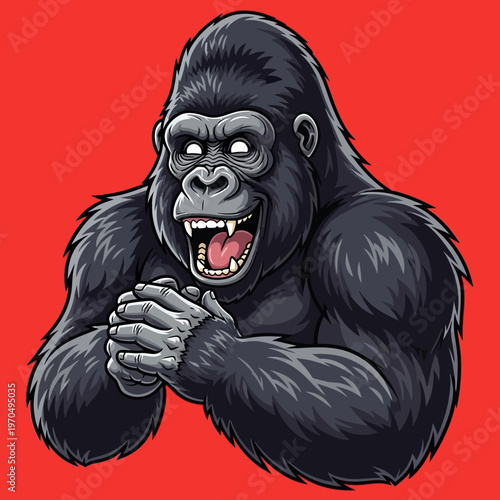 Large Gorilla Cartoon Character Portrait.