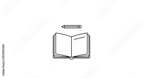 Open Book with Pencil on Top.