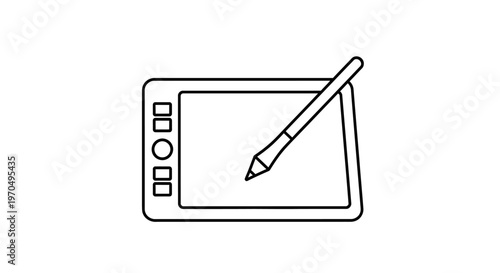 Graphic drawing tablet with pencil.