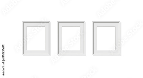 Three empty white picture frames.