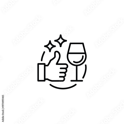 Cheers to a good choice wine glass and a thumbs up icon