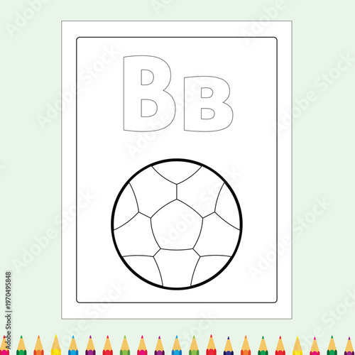 Alphabet coloring page letter b with soccer ball for children