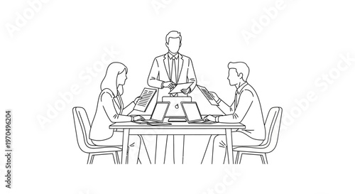 Business people sitting around table.