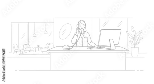 Woman sitting at office desk working.