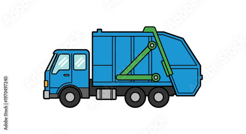 Large Blue Garbage Truck Vehicle.