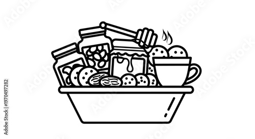 Breakfast bowl with sweet treats inside.