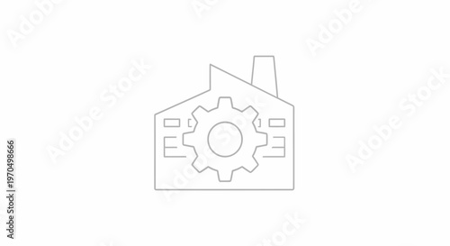 Simple line drawing factory building.