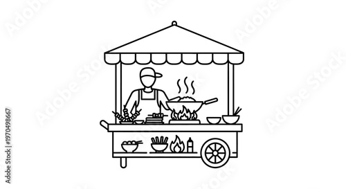 Street Food Vendor Cart Illustration.