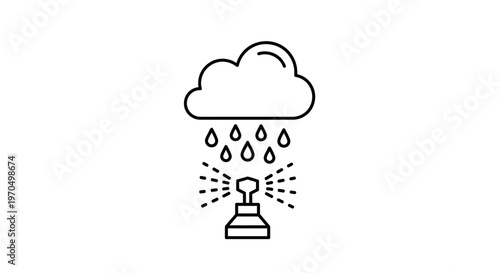 Trophy under rainy cloud icon symbol.