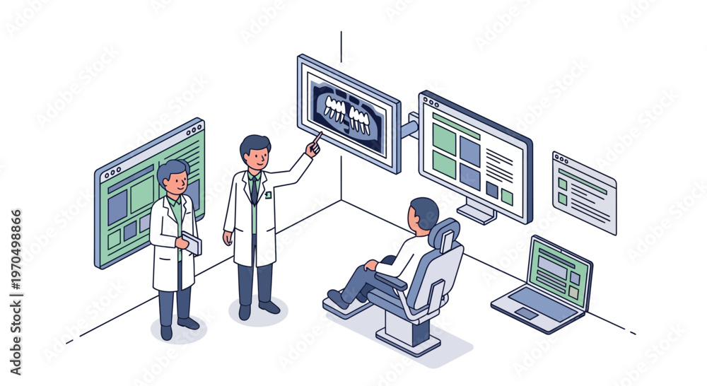 Naklejka premium Doctors in a medical technology lab.