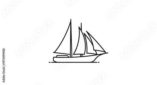 Sailing yacht with raised sails.