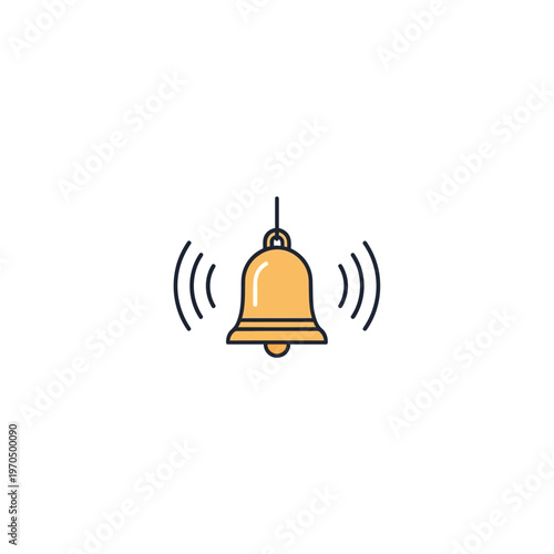 Illustration of a ringing bell with sound waves emanating from it, symbolizing notification or alert, rendered in a flat, colorful, line-art style on a white background