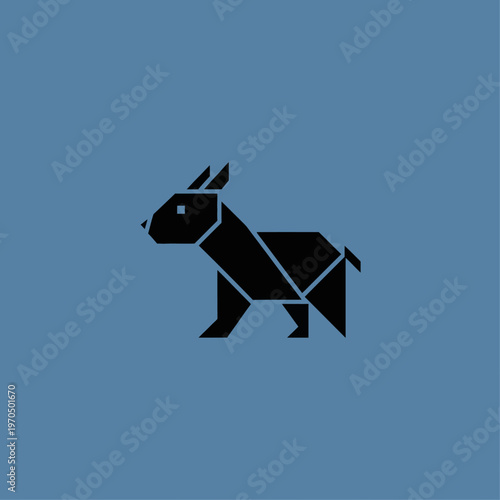 Origami Black Dog Geometric Vector Art.