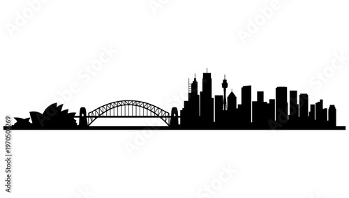 Sydney Skyline Silhouette Minimal Vector Isolated on White Background