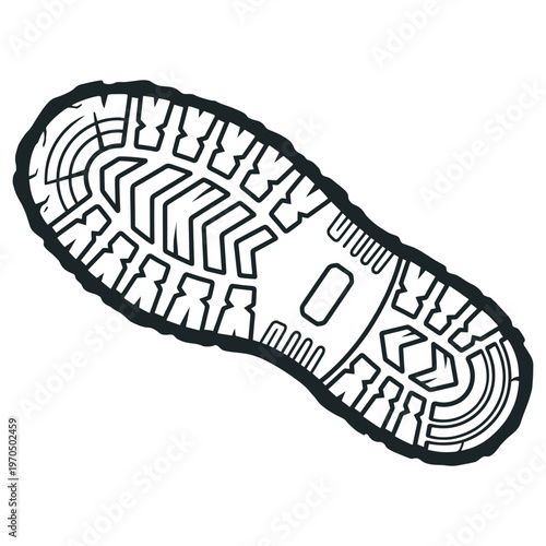 A detailed outline of a shoe sole pattern, perfectly illustrating the intricate design