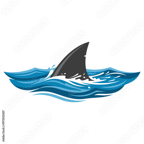 Shark fin breaching the water's surface