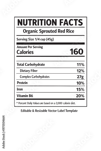 Wallpaper Mural Nutrition facts label for organic sprouted red rice Torontodigital.ca