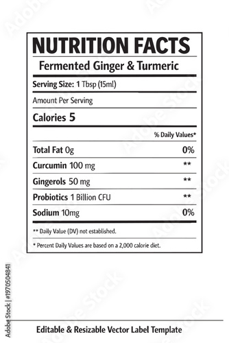 Wallpaper Mural Nutrition facts label for ginger turmeric Torontodigital.ca