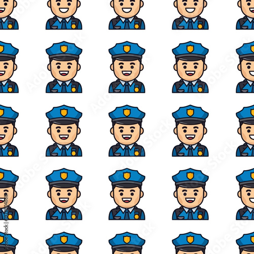 Seamless Pattern of Cartoon Police Officers.