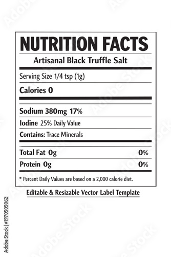 Wallpaper Mural Nutrition facts for artisanal black truffle salt Torontodigital.ca