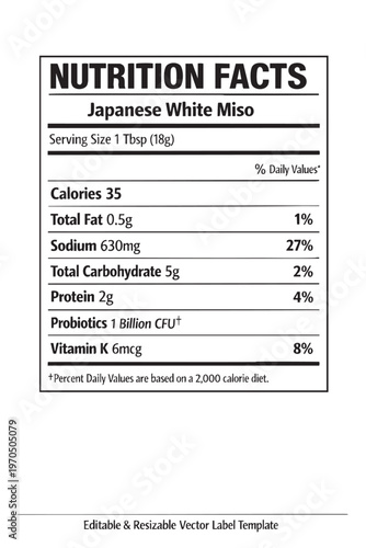Wallpaper Mural Japanese white miso nutrition facts label displayed Torontodigital.ca