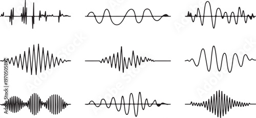 Continuous thin line sound wave icon minimal single line art vector illustration audio symbol clean outline for web and app design