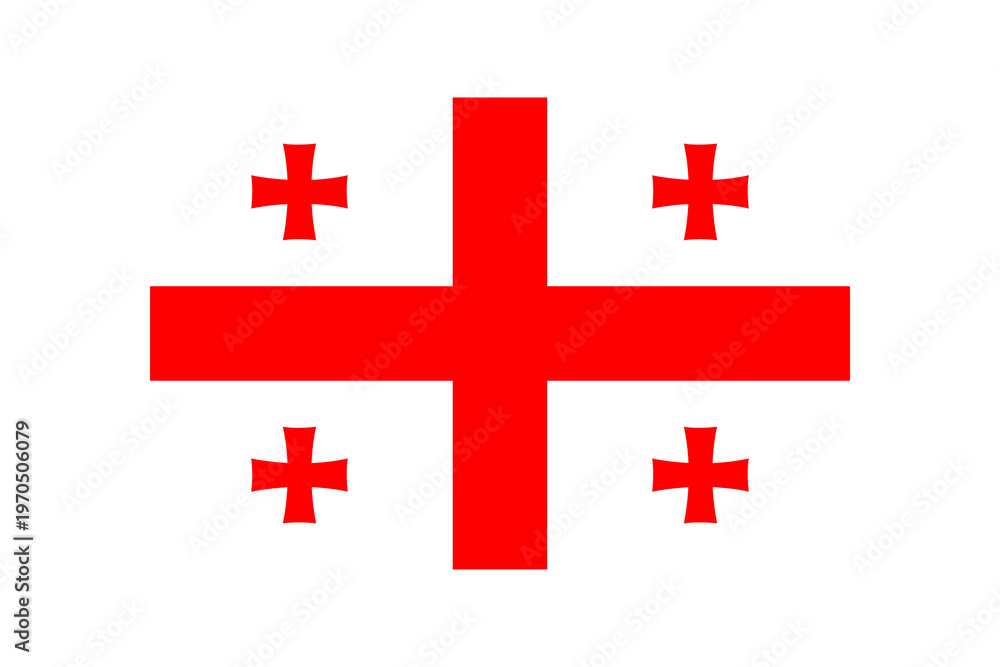 Fototapeta premium Georgia flag nation symbol country official standard white red crosses pan georgian design on transparent background