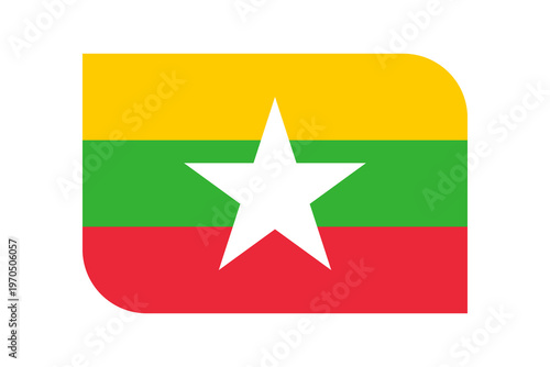 Flag of Myanmar with rounded corners on transparent background