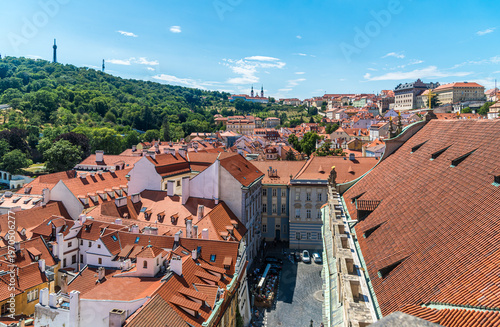 Prague city house roof view