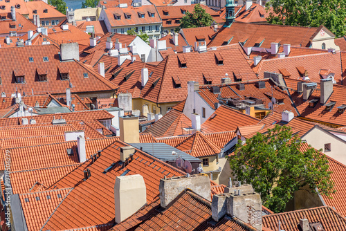 Prague city house roof view