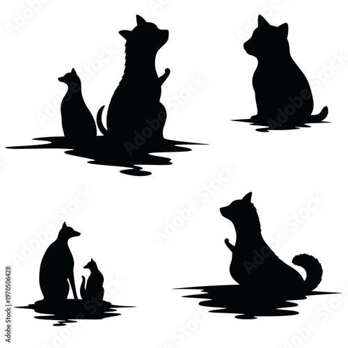 Shadow Play: Artistic silhouettes of canine companions interacting, offering a stylized representation of the bond between them.