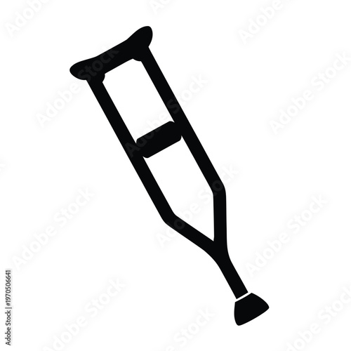 A simple black and white illustration of a single crutch