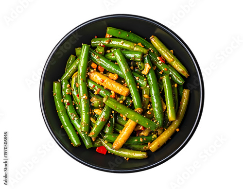Spicy stir-fried green beans with garlic and chili